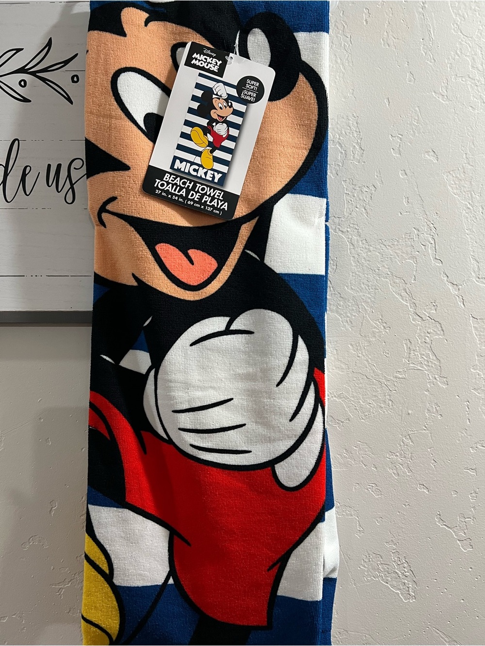Disney Mickey Mouse Beach Towel - Red, Blue, Black, White, Yellow